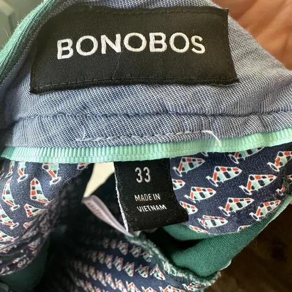 Bonobos Men's Men's Flat Front 7" Cotton Chino Shorts in Mallard Green, Size 33 - Picture 5 of 6